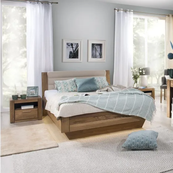 Lit coffre en bois 140x200 pour chambre collection BAROS