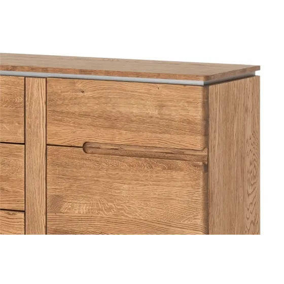 Commode en chêne naturel et acier brossé collection MONTE