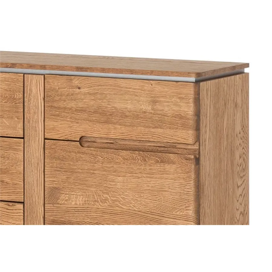 Commode en chêne naturel et acier brossé collection MONTE