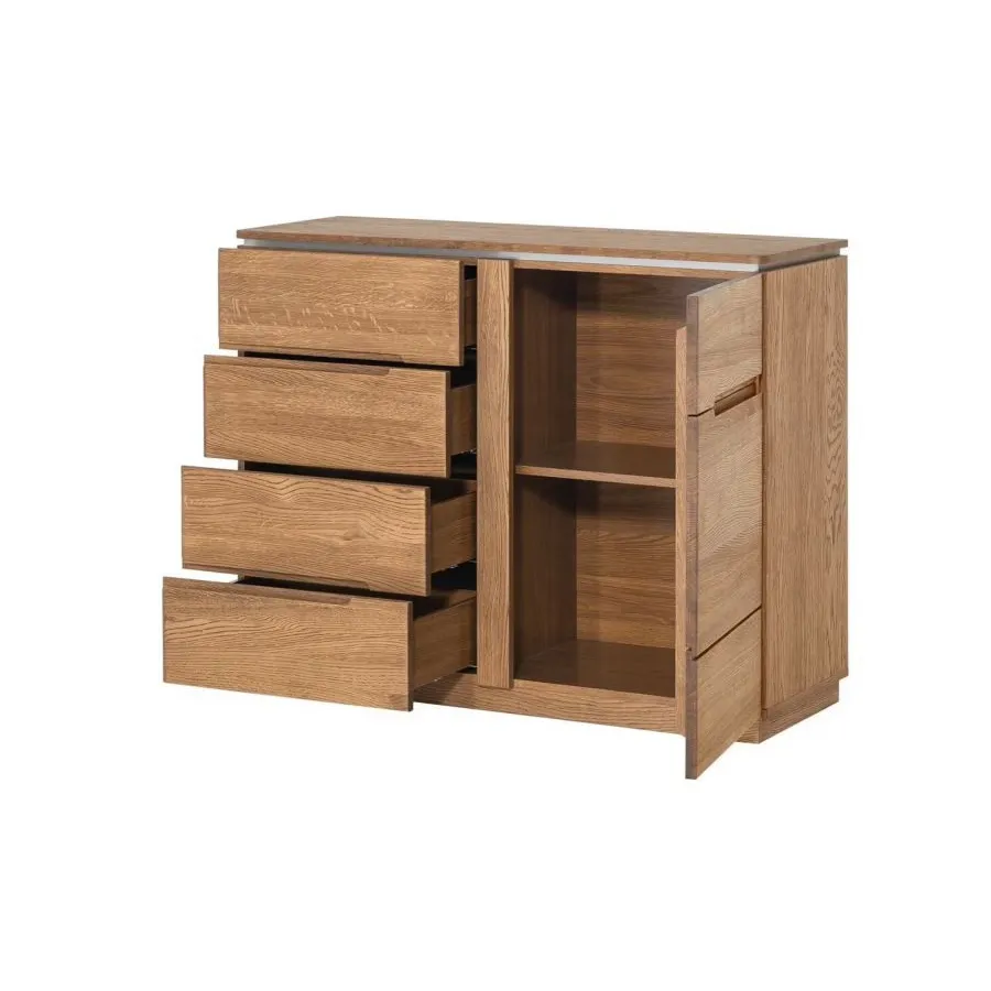 Commode en bois 4 tiroirs 1 porte collection MONTE