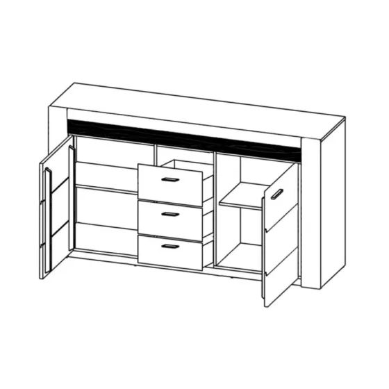 Commode en bois naturel 2 portes 3 tiroirs collection BAROS