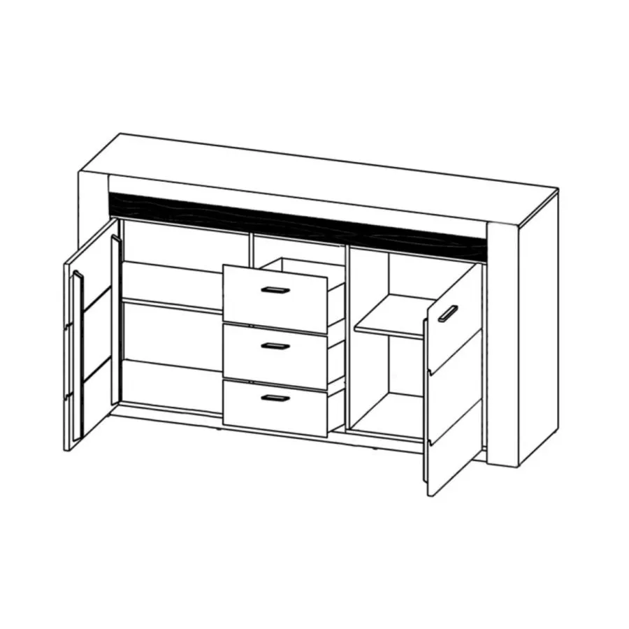 Commode en bois naturel 2 portes 3 tiroirs collection BAROS