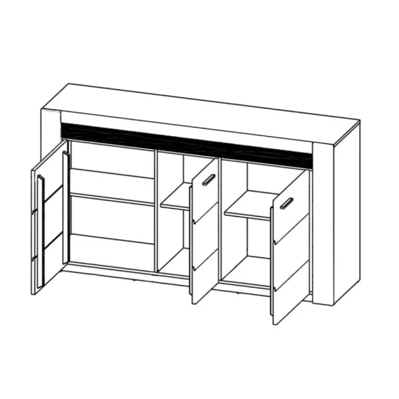 Buffet en bois massif 3 portes collection BAROS