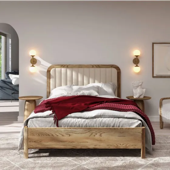 Lit en chêne massif 160x200 brossé collection VERDE