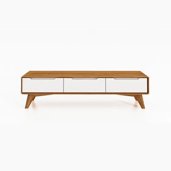Meuble TV blanc et bois collection SVEN