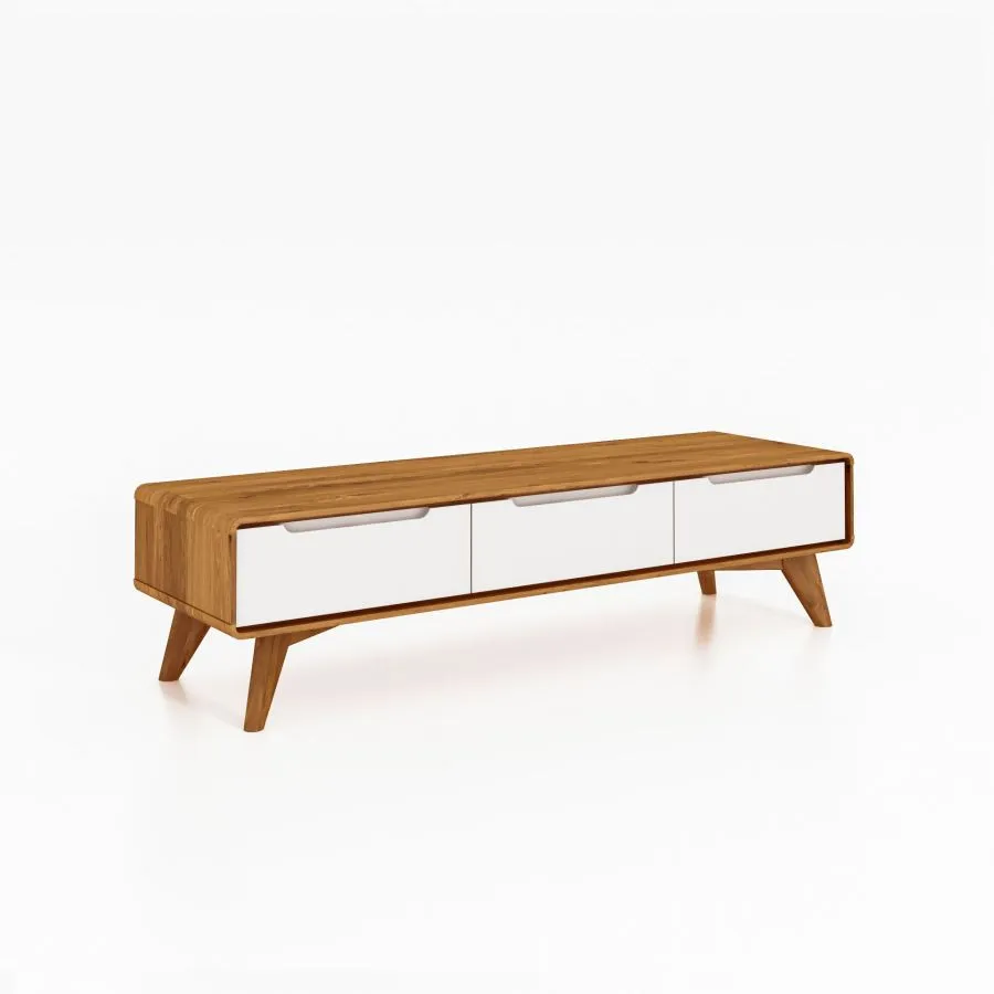 Meuble TV salon blanc et bois collection SVEN