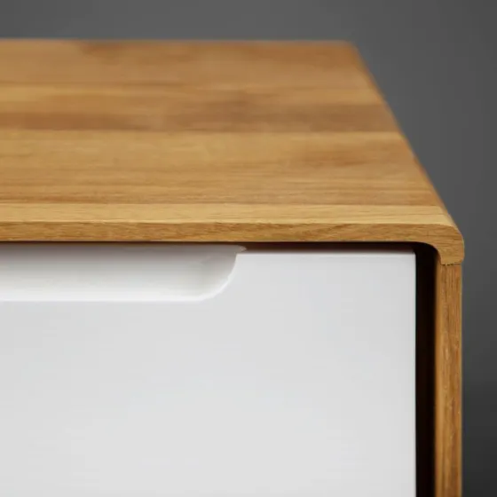 Meuble tele blanc et bois collection SVEN