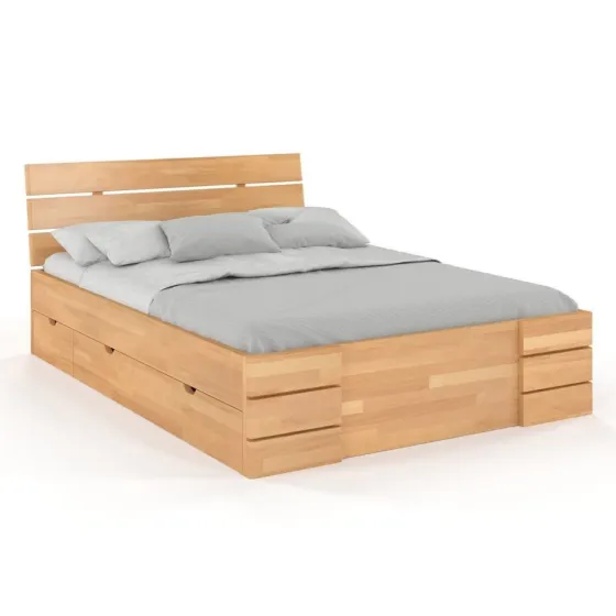 Lit 140x190 en bois massif avec rangement collection INDIGO