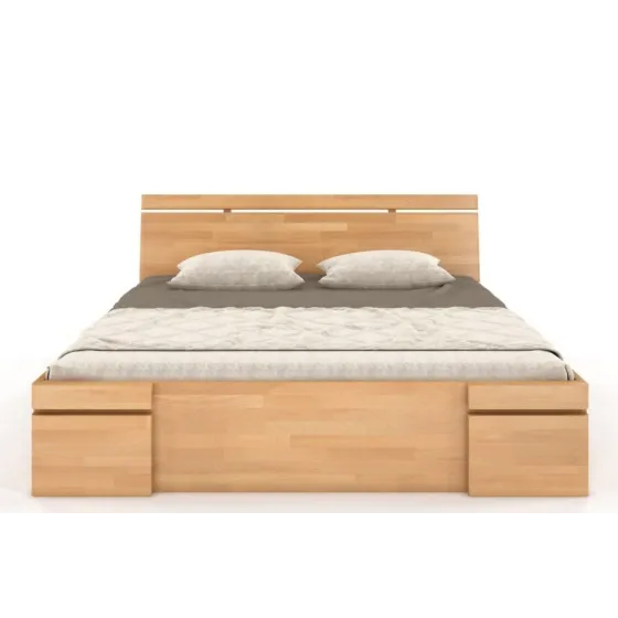 Lit 180x200 avec rangement bois massif finition naturel collection NOTTE