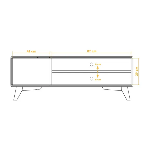 Meuble télé chêne 2 niches de rangement collection SVEN