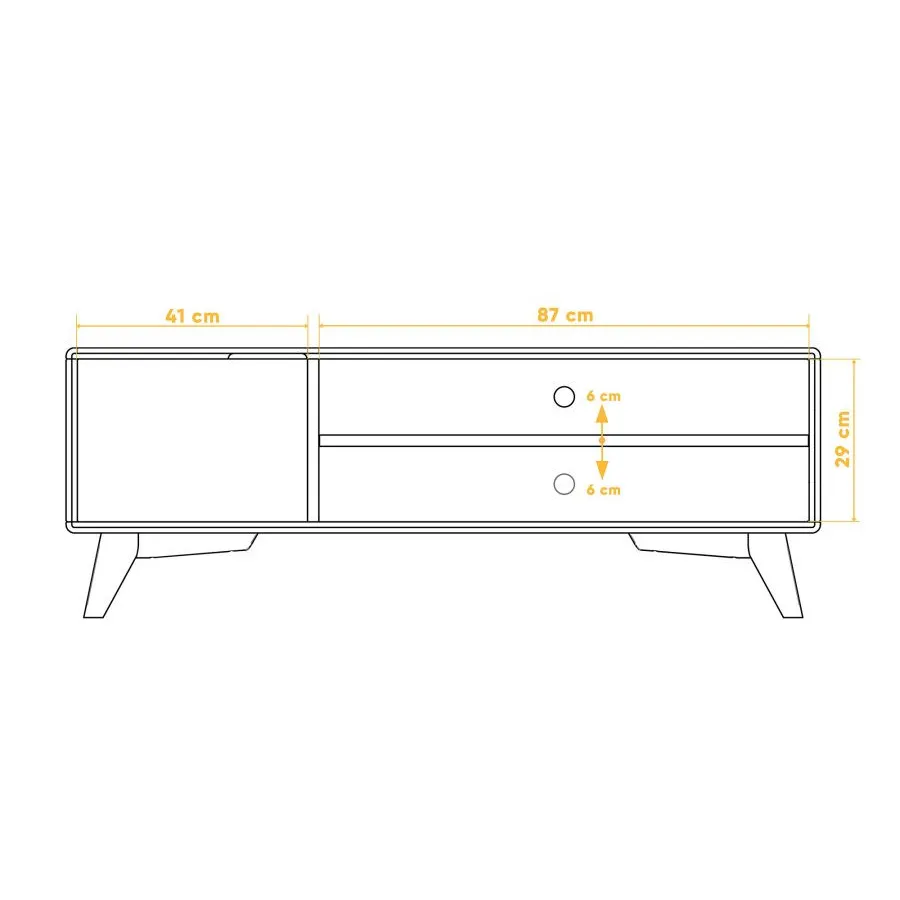 Meuble télé chêne 2 niches de rangement collection SVEN