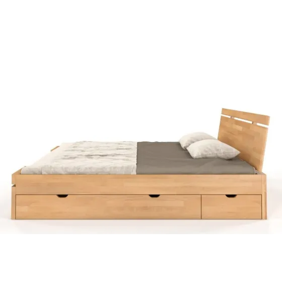 Lit 160x200 avec tiroirs de rangement bois massif finition collection NOTTE
