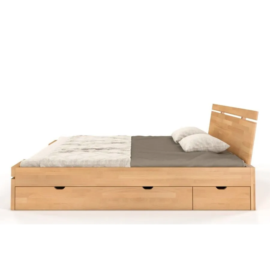 Lit 160x200 avec tiroirs de rangement bois massif finition collection NOTTE