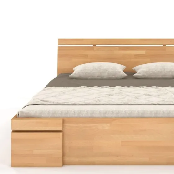 Lit avec rangement 100% en bois massif naturel collection NOTTE