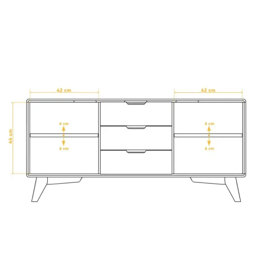 Commode bois massif 2 portes 3 tiroirs collection Sven