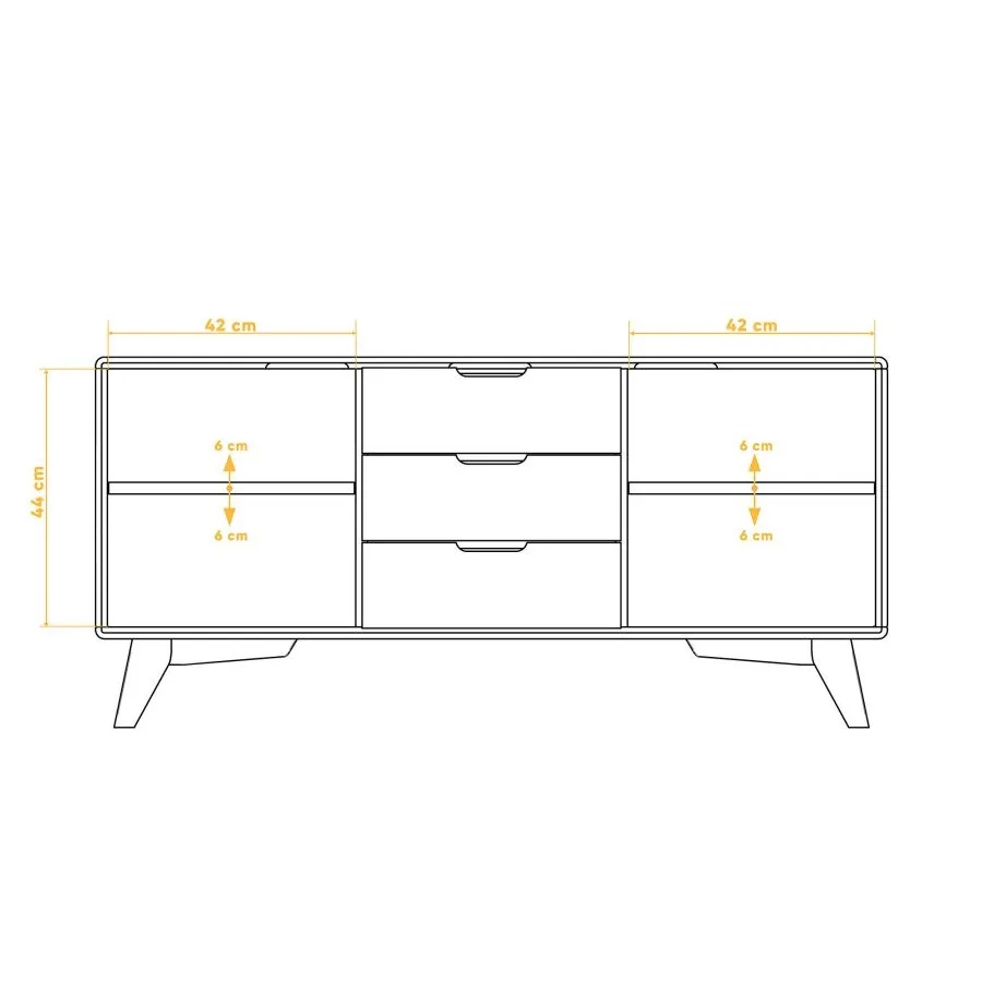 Commode bois massif 2 portes 3 tiroirs collection Sven
