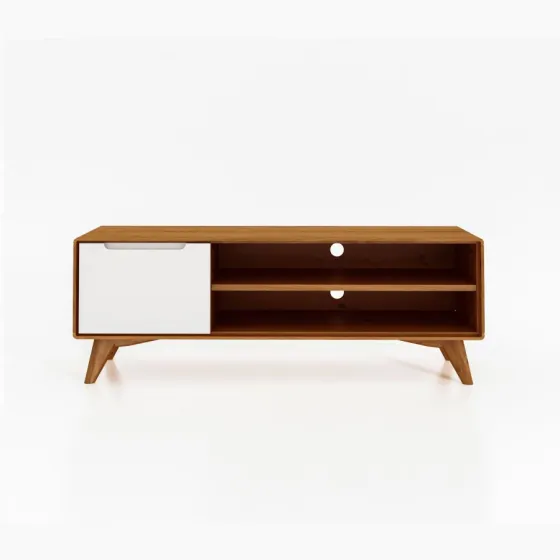 Meuble TV chêne et blanc collection Sven