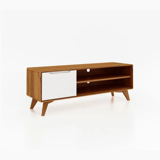 Meuble TV bois et blanc 1 porte collection Sven