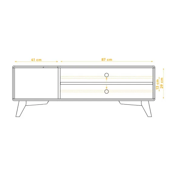 Meuble TV en bois et blanc 2 niches collection Sven