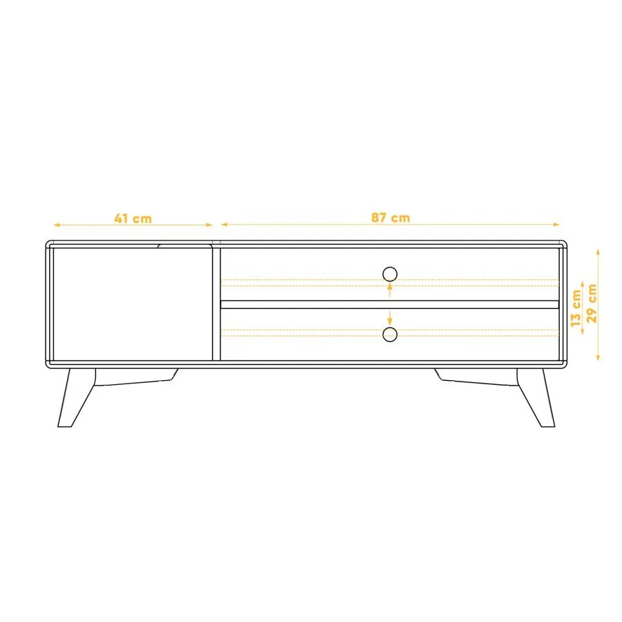 Meuble TV en bois et blanc 2 niches collection Sven