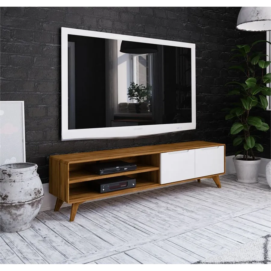 Meuble TV bois massif 180 cm collection Sven