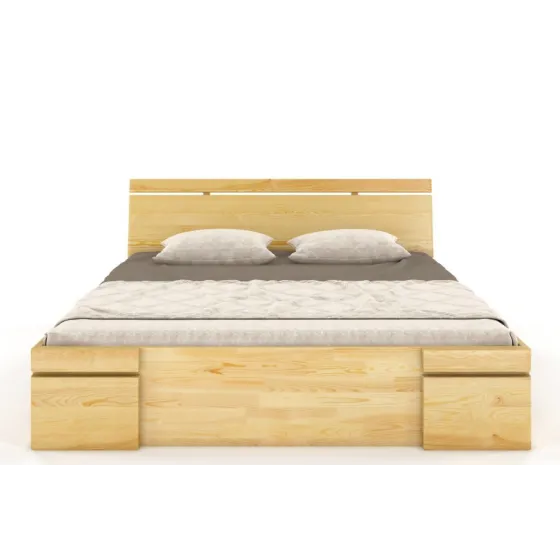 Lit 140x190 avec rangement bois massif naturel collection NOTTE