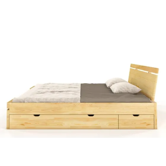 Lit 160x200 bois avec tiroirs de  rangement bois collection NOTTE