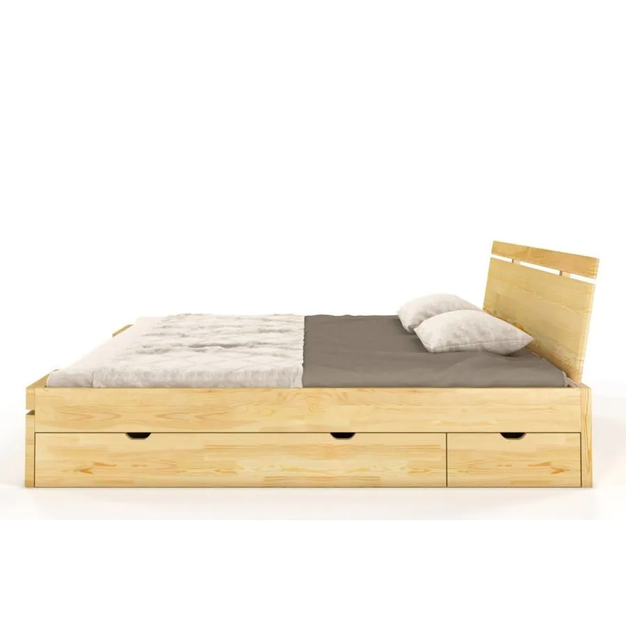 Lit 160x200 bois avec tiroirs de  rangement bois collection NOTTE