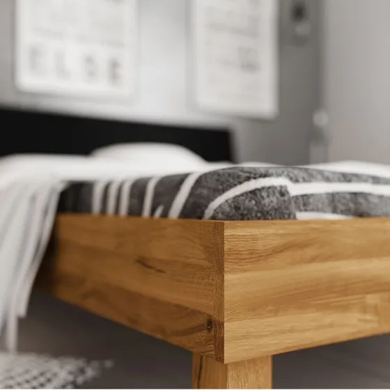 Lit 2 places bois et noir collection Leo