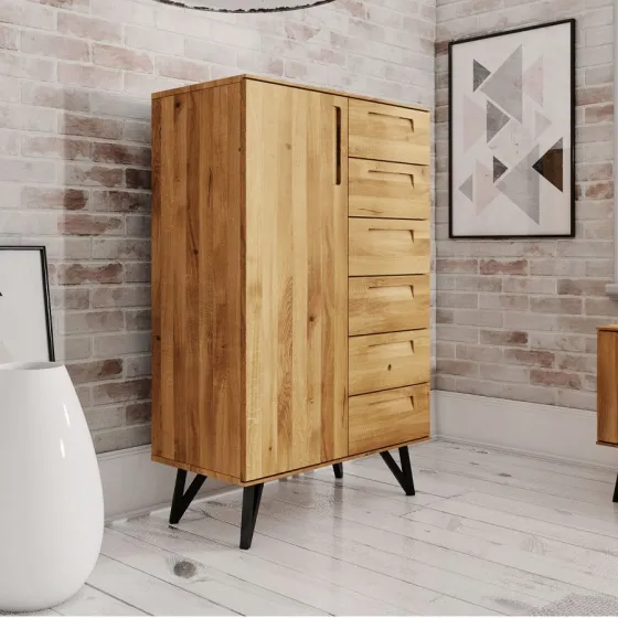 Commode haute bois massif naturel collection VIGO
