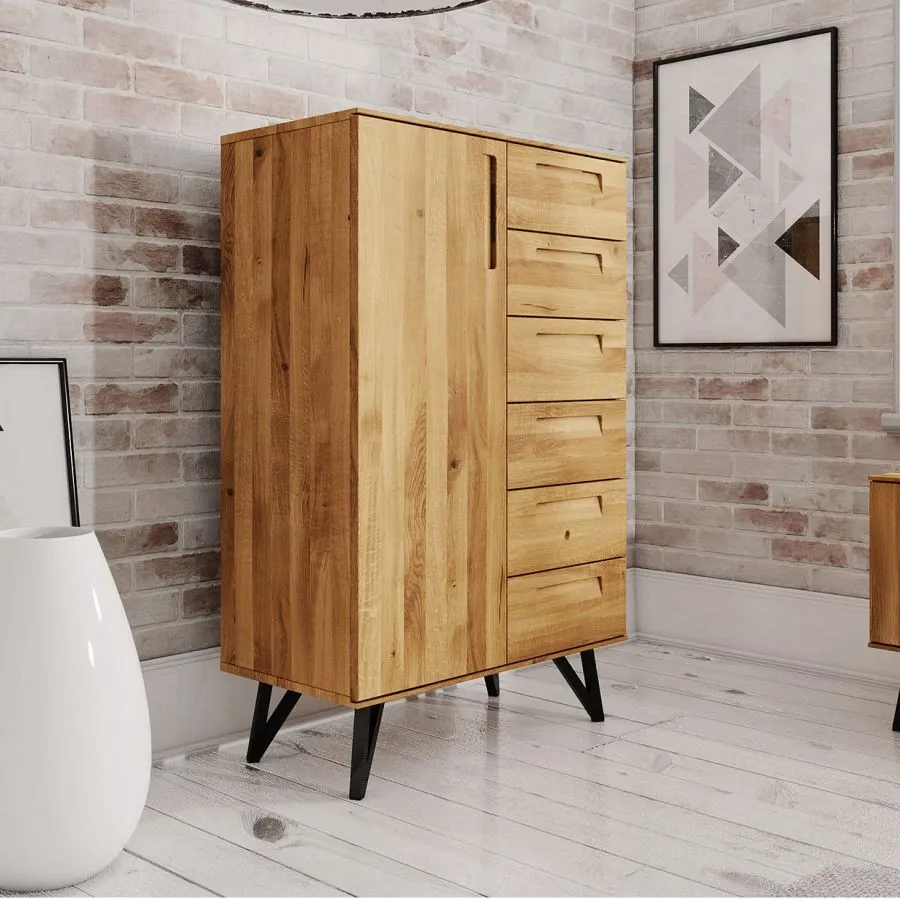 Commode haute bois massif naturel collection VIGO