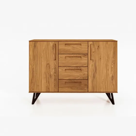Commode chêne massif avec pieds métal collection Vigo