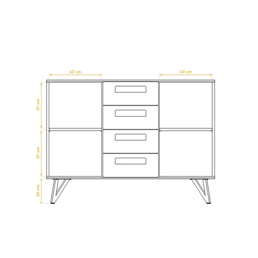 Commode bois 2 portes 4 tiroirs collection Vigo