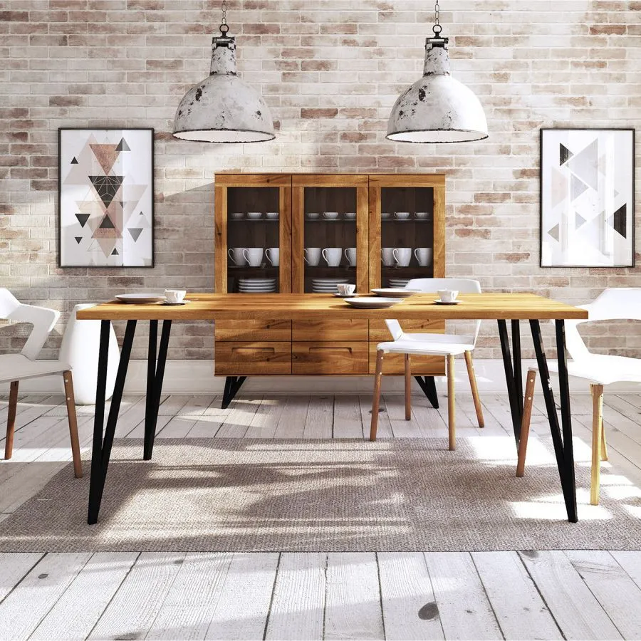 Table bois et métal pour salle a manger collection Vigo