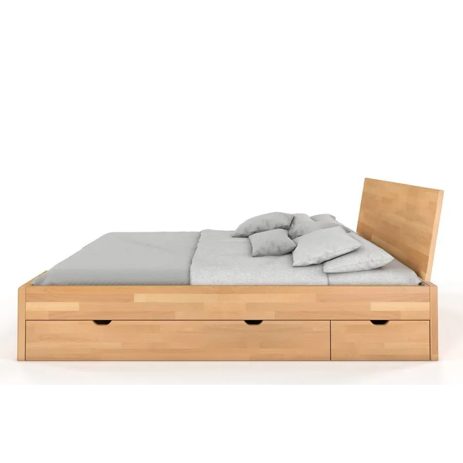 Lit en bois massif avec 4 tiroirs de rangement collection NOVA