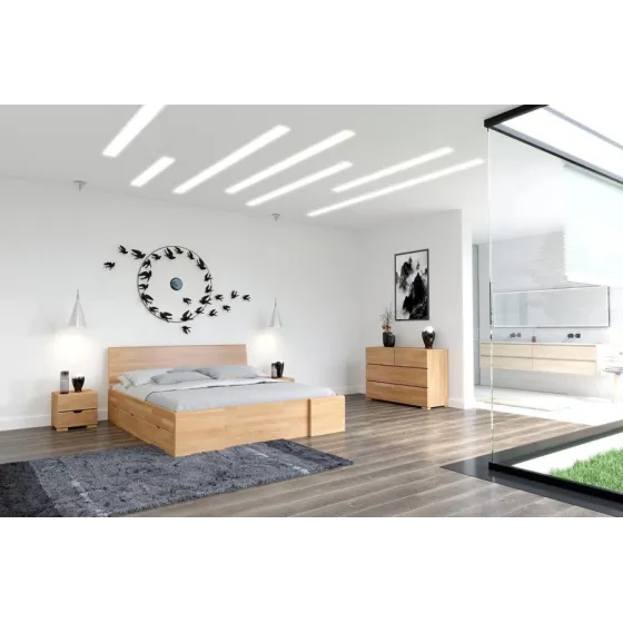 Lit en bois massif avec tiroir chambre adulte collection NOVA