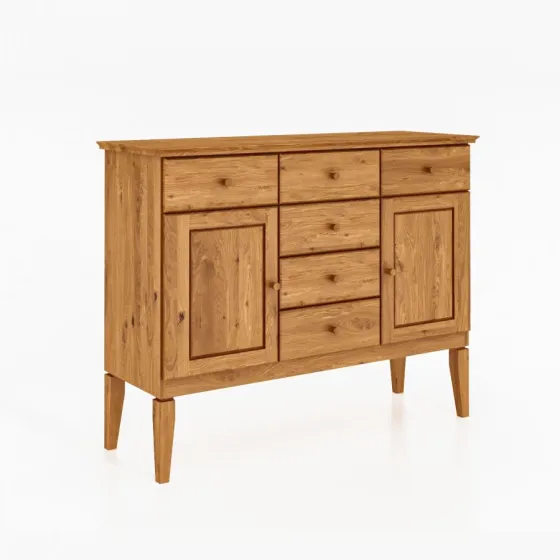 Buffet bois massif 6 tiroirs  2 portes collection Evora