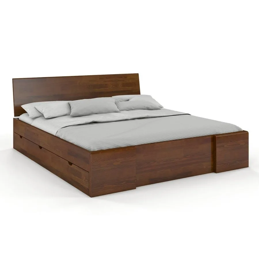 Lit en bois massif avec rangement 140x200 collection NOVA