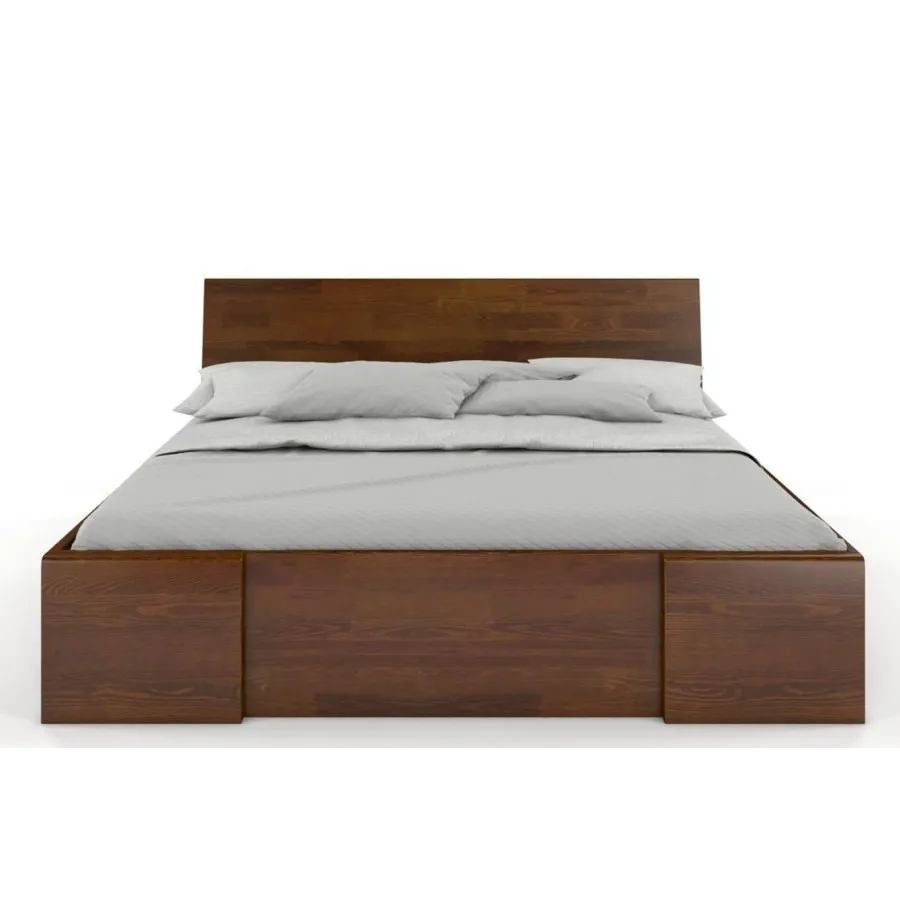 Lit en bois massif avec rangement 160x200 collection NOVA