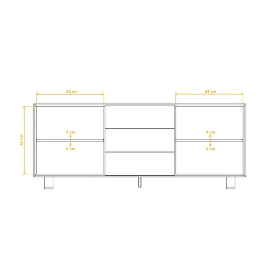 Buffet métal et bois 2 portes 3 tiroirs collection STYL