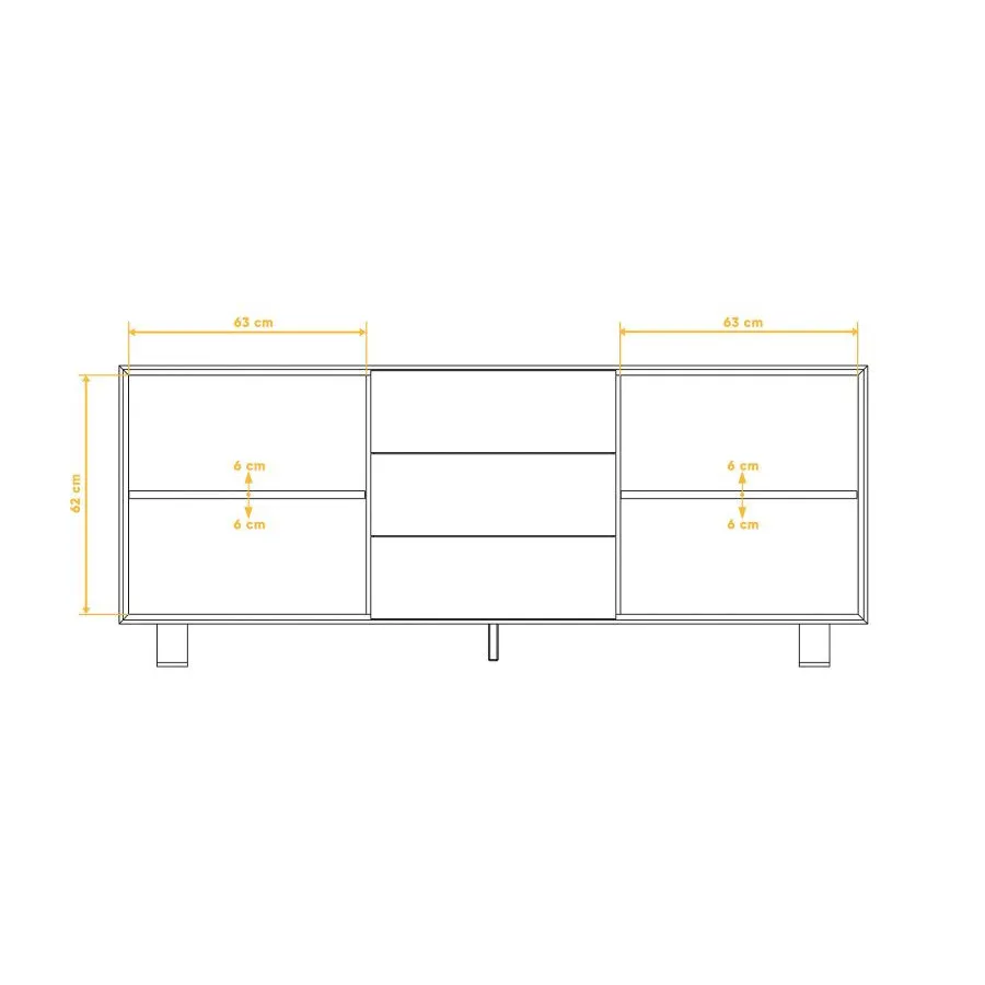 Buffet métal et bois 2 portes 3 tiroirs collection STYL
