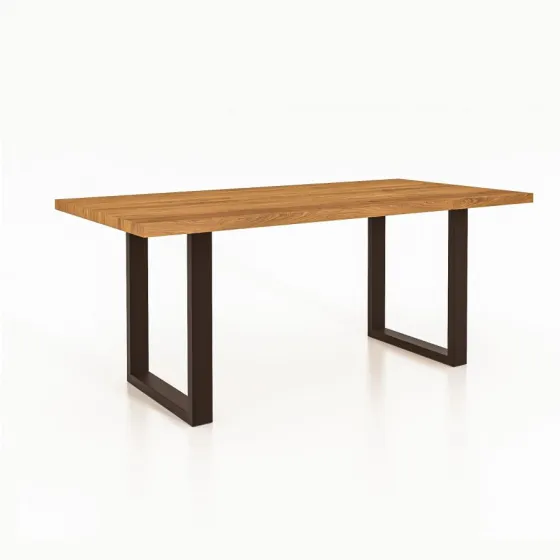 Table à manger chêne clair massif et pieds en métal noir STYL