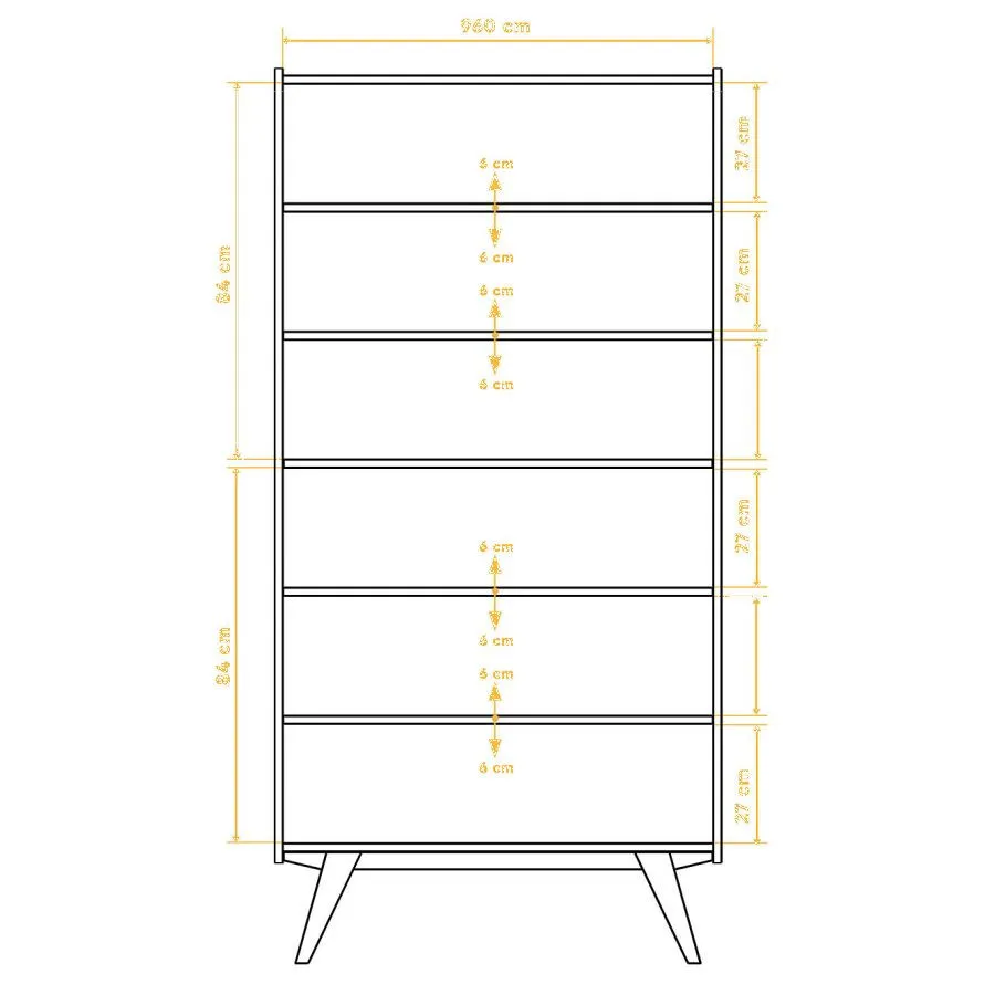 Bibliothèque bois massif  5 étagères collection VINTAGE