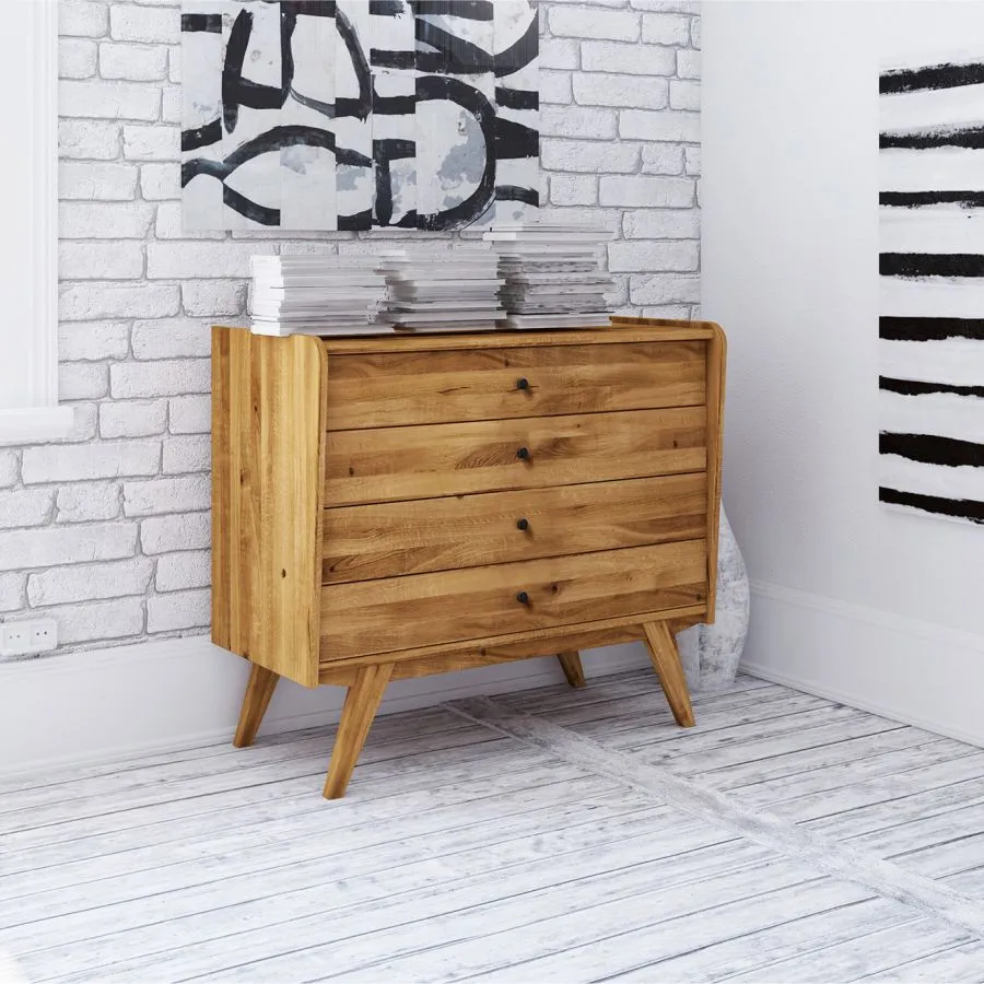 Commode chêne massif 4 tiroirs collection VINTAGE