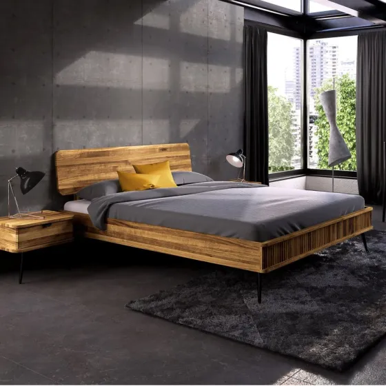 Lit bois et métal chambre adulte collection Linéa
