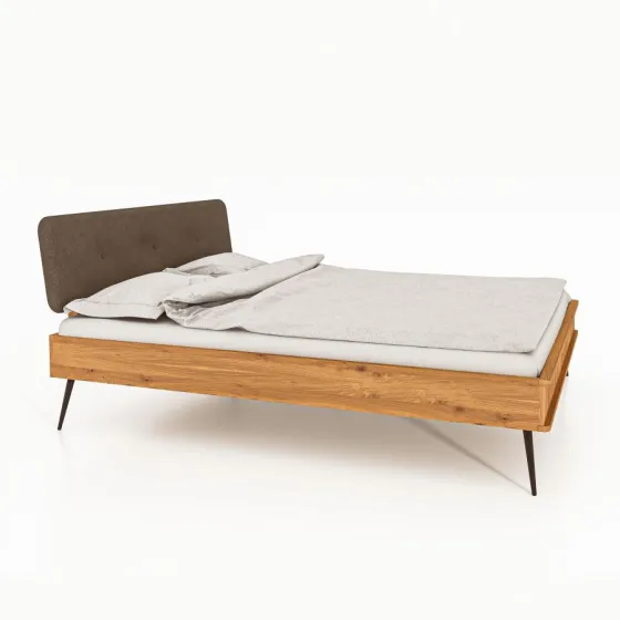 Lit chêne massif et tissu collection Linéa