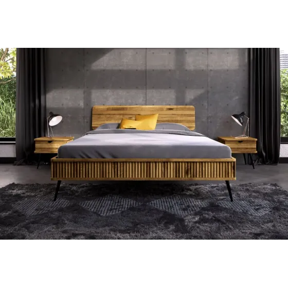 Chevet chêne et métal pour chambre collection Linéa