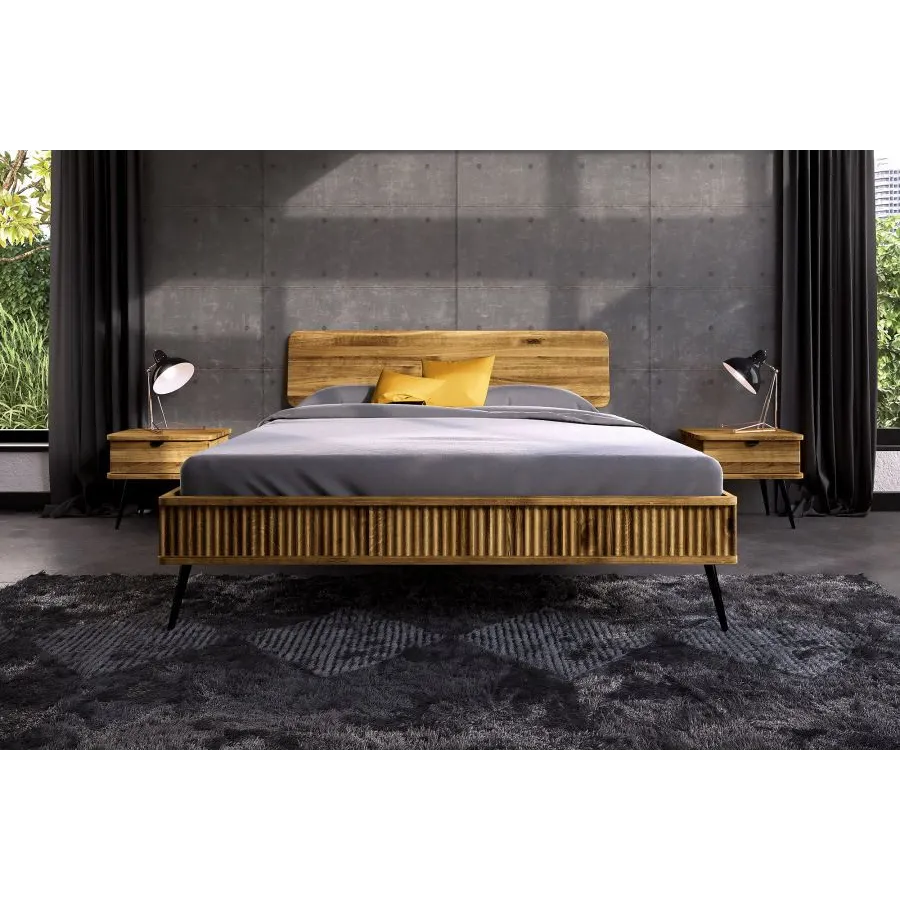 Chevet chêne et métal pour chambre collection Linéa
