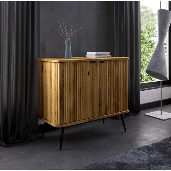 Commode chêne massif et métal collection Linéa