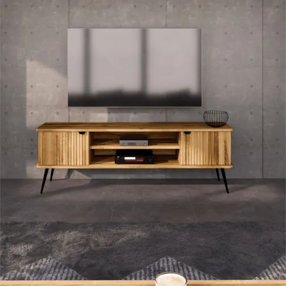 Meuble TV bois 180 cm 2 portes collection Linéa